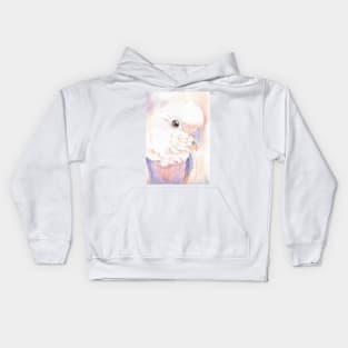 Goffin Tanimbar corella cockatoo watercolor portrait parrot name Buckley Kids Hoodie